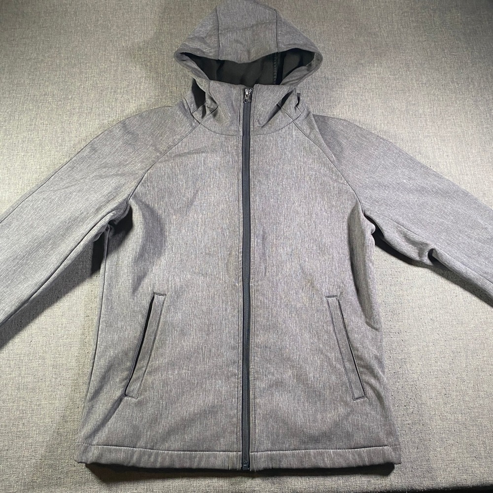 Banana Republic Gray Softshell Jacket Men Small Full Zip Hooded Lightweight Coat